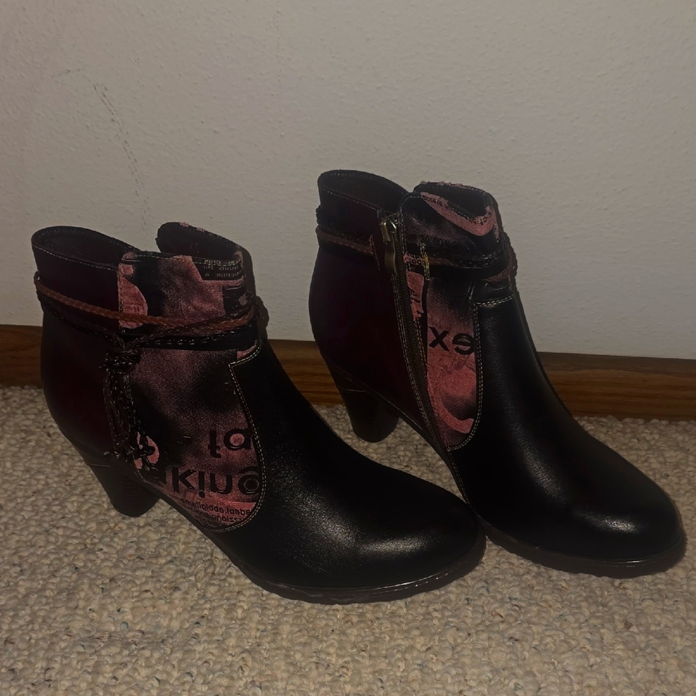 Burgundy Ankle Booties Graphic Art
